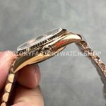 QF Factory Counterweight Rolex Day-Date 128235-0037 36mm Full Rose Gold Diamo (9) QF Factory Counterweight Rolex Day-Date 128235-0037 36mm Full Rose Gold Diamond Mope Baguette Diamond Brown Dial