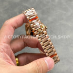 QF Factory Counterweight Rolex Day-Date 128235-0051 36mm Full Rose Gold Diamond Mop Baguette Diamond Grey Dial