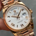 QF Factory Counterweight Rolex Day-Date 128235-0052 36mm Full Rose Gold Roman Numerals White QF Factory Counterweight Rolex Day-Date 128235-0052 36mm Full Rose Gold Roman Numerals White Dial
