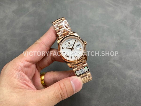 QF Factory Counterweight Rolex Day-Date 128235-0052 36mm Full Rose Gold Roman Numerals White (3) QF Factory Counterweight Rolex Day-Date 128235-0052 36mm Full Rose Gold Roman Numerals White Dial