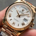 QF Factory Counterweight Rolex Day-Date 128235-0052 36mm Full Rose Gold Roman Numerals White (4) QF Factory Counterweight Rolex Day-Date 128235-0052 36mm Full Rose Gold Roman Numerals White Dial