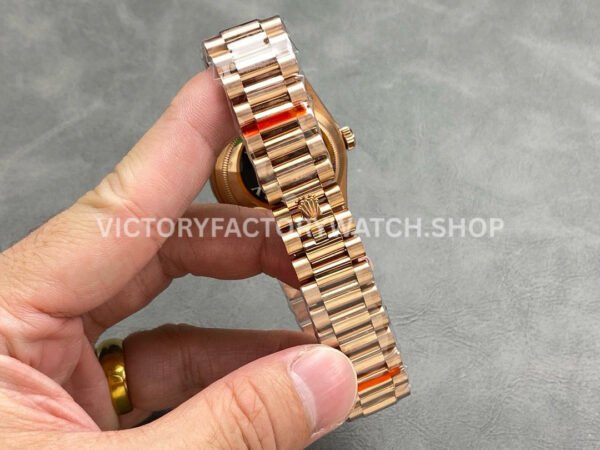 QF Factory Counterweight Rolex Day-Date 128235-0075 36mm Full Rose Gold Roman Numerals Brown Dial