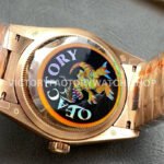 QF Factory Counterweight Rolex Day-Date 128235-0075 36mm Full Rose Gold Roman Numerals Brown Dial