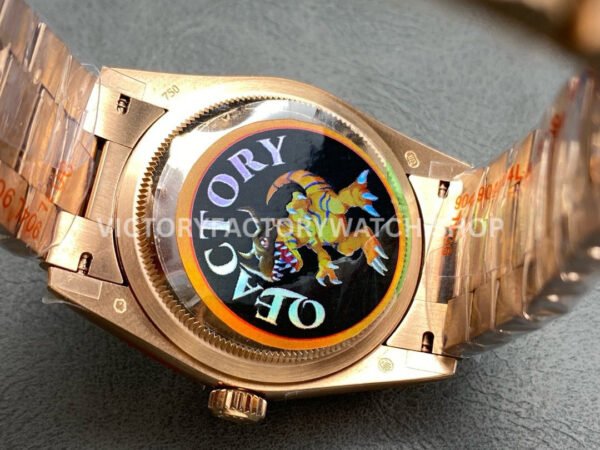 QF Factory Counterweight Rolex Day-Date 128235-0075 36mm Full Rose Gold Roman Numerals Brown Dial