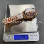 QF Factory Counterweight Rolex Day-Date 128235-0075 36mm Full Rose Gold Roman Numerals Brown Dial