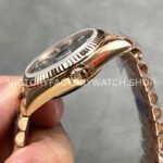 QF Factory Counterweight Rolex Day-Date 128235-0085 36mm Full Rose Gold Baguette Diam (4) QF Factory Counterweight Rolex Day-Date 128235-0085 36mm Full Rose Gold Baguette Diamonds Dark Blue Dial