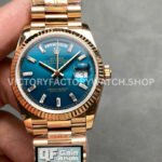 QF Factory Counterweight Rolex Day-Date 128235-0085 36mm Full Rose Gold Baguette Diam (6) QF Factory Rolex Day-Date 36mm super clone