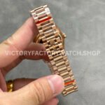 QF Factory Counterweight Rolex Day-Date 128235-0087 36mm Full Rose Gold Baguette Diamond (4) QF Factory Counterweight Rolex Day-Date 128235-0087 36mm Full Rose Gold Baguette Diamond Silver Dial