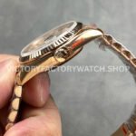 QF Factory Counterweight Rolex Day-Date 128235-0087 36mm Full Rose Gold Baguette Diamond (5) QF Factory Counterweight Rolex Day-Date 128235-0087 36mm Full Rose Gold Baguette Diamond Silver Dial