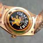 QF Factory Counterweight Rolex Day-Date 128235 36mm Full Rose Gold Diamond Mop Baguette Diamond Silver Dial