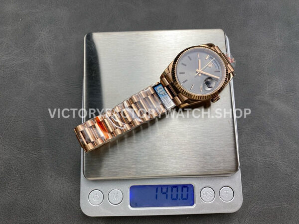 QF Factory Counterweight Rolex Day-Date 128235 36mm Full Rose Gold Grey Dial (5) QF Factory Counterweight Rolex Day-Date 128235 36mm Full Rose Gold Grey Dial