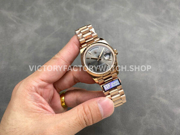 QF Factory Counterweight Rolex Day-Date 128235 36mm Full Rose Gold Grey Dial (7) QF Factory Counterweight Rolex Day-Date 128235 36mm Full Rose Gold Grey Dial