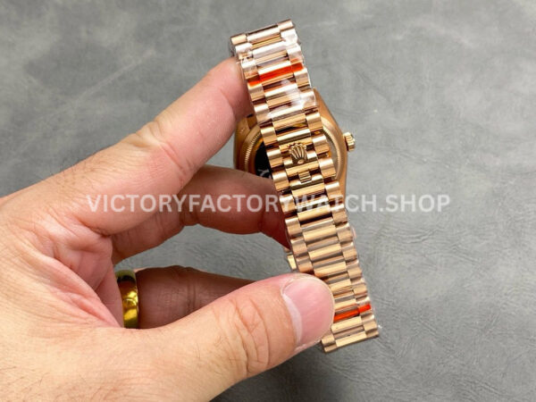 QF Factory Counterweight Rolex Day-Date 128235 36mm Full Rose Gold Roman Numerals Grey Dial