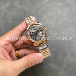 QF Factory Counterweight Rolex Day-Date 128235 36mm Full Rose Gold Roman Numerals Grey Dial