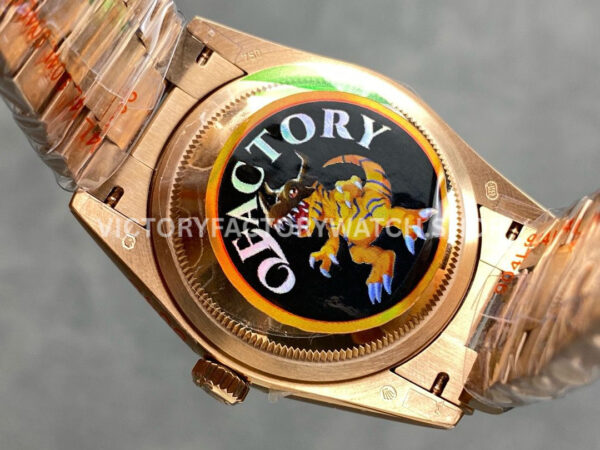 QF Factory Counterweight Rolex Day-Date 128235 36mm Full Rose Gold Roman Numerals Grey Dial