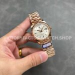 QF Factory Counterweight Rolex Day-Date 128235 36mm Full Rose Gold Silver Dial