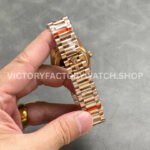 QF Factory Counterweight Rolex Day-Date 128235 36mm Full Rose Gold Silver Dial