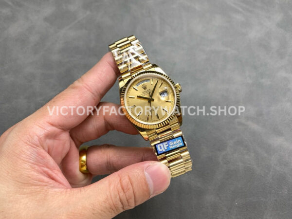 QF Factory Counterweight Rolex Day-Date 128238 36mm Full Yellow Gold Gold Dial