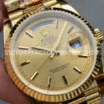 QF Factory Counterweight Rolex Day-Date 128238 36mm Full Yellow Gold Gold Dial