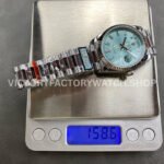 QF Factory Counterweight Rolex Day-Date 128236-0009 36mm Full 904L Baguette Diamond Ice Blue Dial