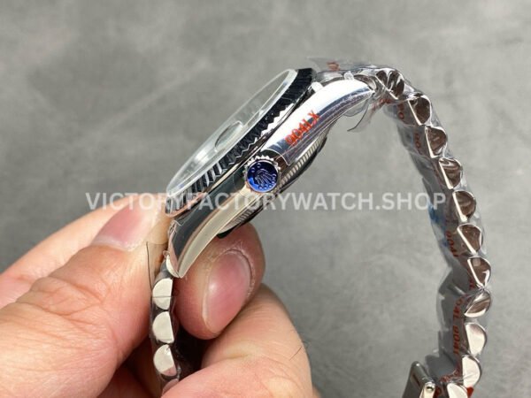 QF Factory Counterweight Rolex Day-Date 128236-0009 36mm Full 904L Baguette Diamond Ice Blue Dial