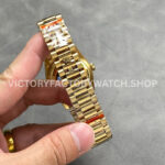 QF Factory Counterweight Rolex Day-Date 128238-0008 36mm Full Yellow Gold Diamond Mope Baguette Diamond Gold Dial