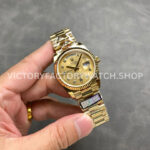 QF Factory Counterweight Rolex Day-Date 128238-0008 36mm Full Yellow Gold Diamond Mope Baguette Diamond Gold Dial