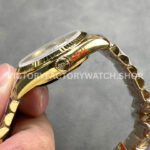 QF Factory Counterweight Rolex Day-Date 128238-0008 36mm Full Yellow Gold Diamond Mope Baguette Diamond Gold Dial