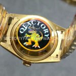 QF Factory Counterweight Rolex Day-Date 128238-0022 36mm Full Yellow Gold Diamond Mope Baguette Diamond Grey Dial