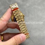 QF Factory Counterweight Rolex Day-Date 128238-0022 36mm Full Yellow Gold Diamond Mope Baguette Diamond Grey Dial