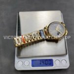 QF Factory Counterweight Rolex Day-Date 128238-0022 36mm Full Yellow Gold Diamond Mope Baguette Diamond Grey Dial