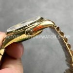 QF Factory Counterweight Rolex Day-Date 128238-0076 36mm Full Yellow Gold Roman Numerals Silver Dial