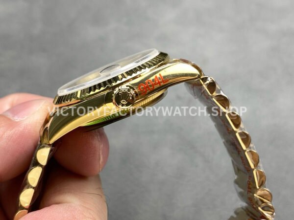 QF Factory Counterweight Rolex Day-Date 128238-0076 36mm Full Yellow Gold Roman Numerals Silver Dial