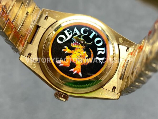 QF Factory Counterweight Rolex Day-Date 128238-0076 36mm Full Yellow Gold Roman Numerals Silver Dial