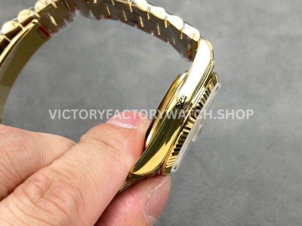 QF Factory Counterweight Rolex Day-Date 128238-0076 36mm Full Yellow Gold Roman Numerals Silver Dial