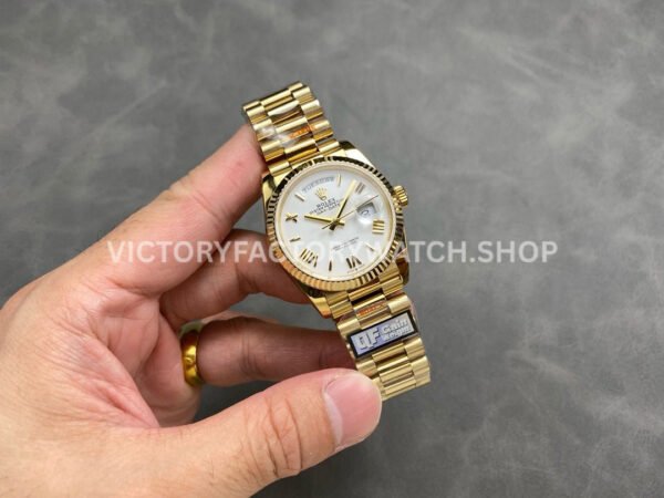 QF Factory Counterweight Rolex Day-Date 128238-0076 36mm Full Yellow Gold Roman Numerals W QF Factory Counterweight Rolex Day-Date 128238-0076 36mm Full Yellow Gold Roman Numerals White Dial