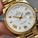 QF Factory Counterweight Rolex Day-Date 128238-0076 36mm Full Yellow Gold Roman Numerals W (9) QF Factory Counterweight Rolex Day-Date 128238-0076 36mm Full Yellow Gold Roman Numerals White Dial