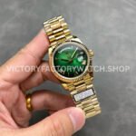 QF Factory Counterweight Rolex Day-Date 128238-0118 36mm Full Yellow Gold Roman Numerals G (3) QF Factory Counterweight Rolex Day-Date 128238-0118 36mm Full Yellow Gold Roman Numerals Green Dial