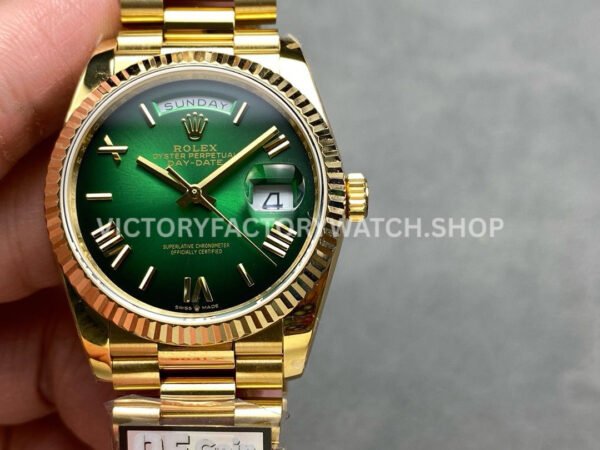 QF Factory Counterweight Rolex Day-Date 128238-0118 36mm Full Yellow Gold Roman Numerals G (4) QF Factory Day-Date 128238 yellow gold super clone