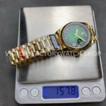 QF Factory Counterweight Rolex Day-Date 128238-0118 36mm Full Yellow Gold Roman Numerals Gre (1) QF Factory Counterweight Rolex Day-Date 128238-0118 36mm Full Yellow Gold Roman Numerals Green Dial