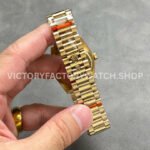 QF Factory Counterweight Rolex Day-Date 128238-0130 36mm Full Yellow Gold Baguette Diamo QF Factory Counterweight Rolex Day-Date 128238-0130 36mm Full Yellow Gold Baguette Diamond Green Dial