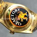 QF Factory Counterweight Rolex Day-Date 128238-0130 36mm Full Yellow Gold Baguette Diamo (9) QF Factory Counterweight Rolex Day-Date 128238-0130 36mm Full Yellow Gold Baguette Diamond Green Dial