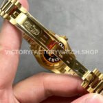 QF Factory Counterweight Rolex Day-Date 128238 36mm Full Yellow Gold Baguette Diamond Gold Dial