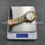 QF Factory Counterweight Rolex Day-Date 128238 36mm Full Yellow Gold Diamond Mo (3) QF Factory Counterweight Rolex Day-Date 128238 36mm Full Yellow Gold Diamond Mope&Baguette Diamond Silver Dial