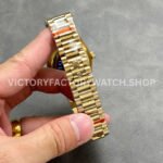 QF Factory Counterweight Rolex Day-Date 128238 36mm Full Yellow Gold Diamond Mo (6) QF Factory Counterweight Rolex Day-Date 128238 36mm Full Yellow Gold Diamond Mope&Baguette Diamond Silver Dial