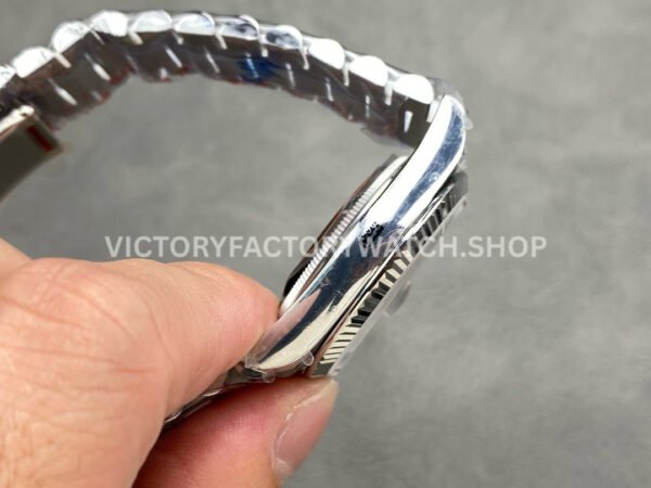 QF Factory Counterweight Rolex Day-Date 128239-0023 36mm Full 904L Diamond Mope Baguette Diamond Blue Dial