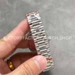 QF Factory Counterweight Rolex Day-Date 128239-0023 36mm Full 904L Diamond Mope Baguette Diamond Blue Dial