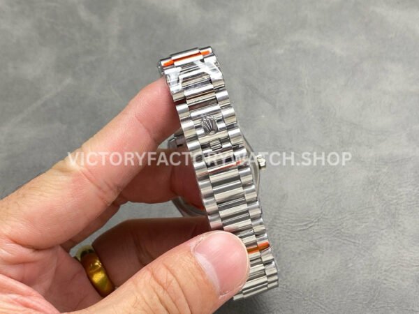 QF Factory Counterweight Rolex Day-Date 128239-0023 36mm Full 904L Diamond Mope Baguette Diamond Blue Dial