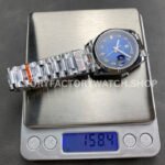 QF Factory Counterweight Rolex Day-Date 128239-0023 36mm Full 904L Diamond Mope Baguette Diamond Blue Dial