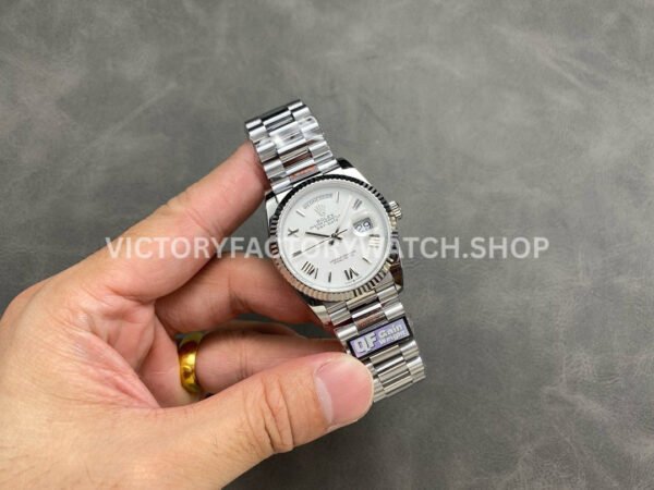 QF Factory Counterweight Rolex Day-Date 128239-0059 36mm Full 904L Roman Numerals White Dial (5) QF Factory Counterweight Rolex Day-Date 128239-0059 36mm Full 904L Roman Numerals White Dial
